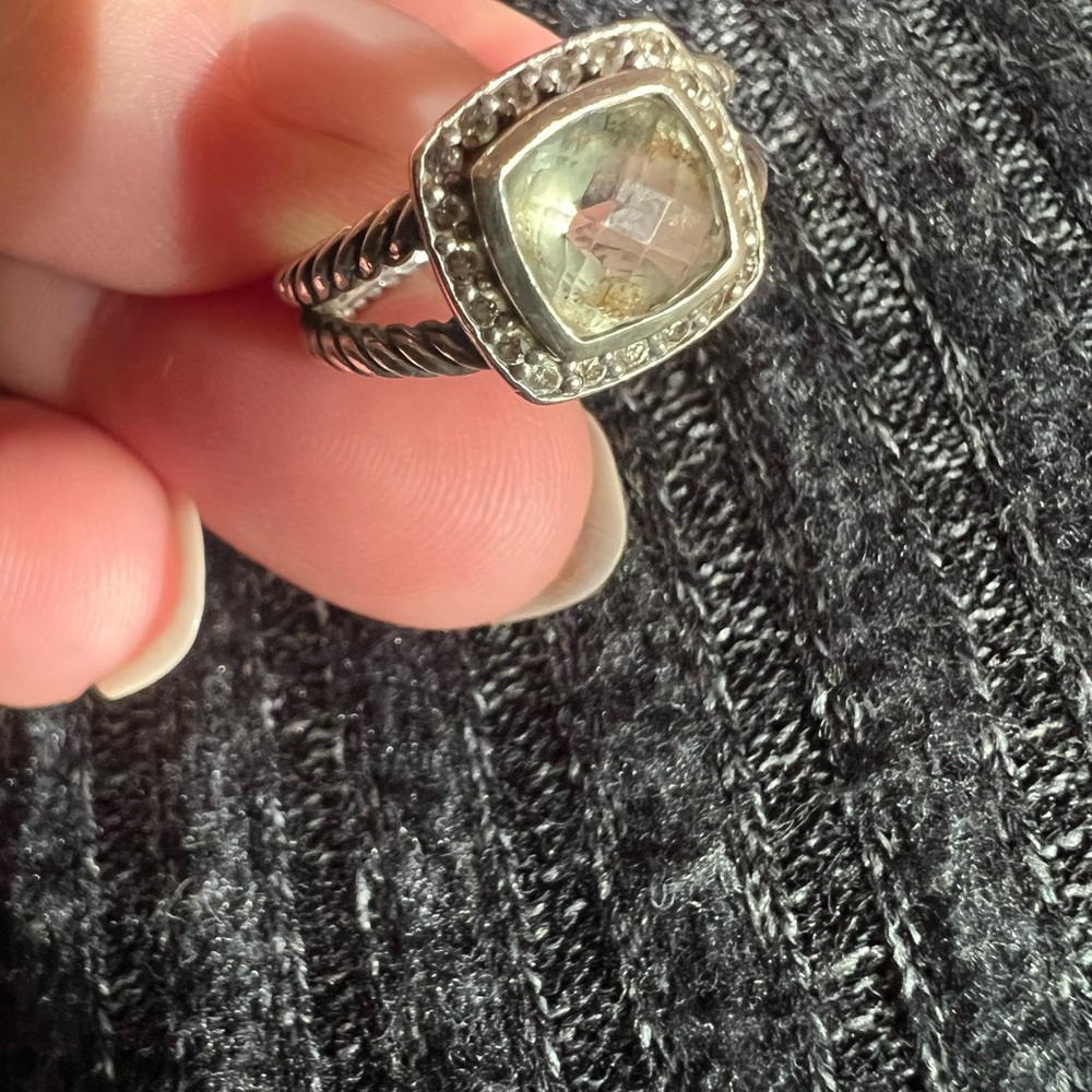 David Yurman Petite Albion Sterling Silver Ring with Green Amethyst